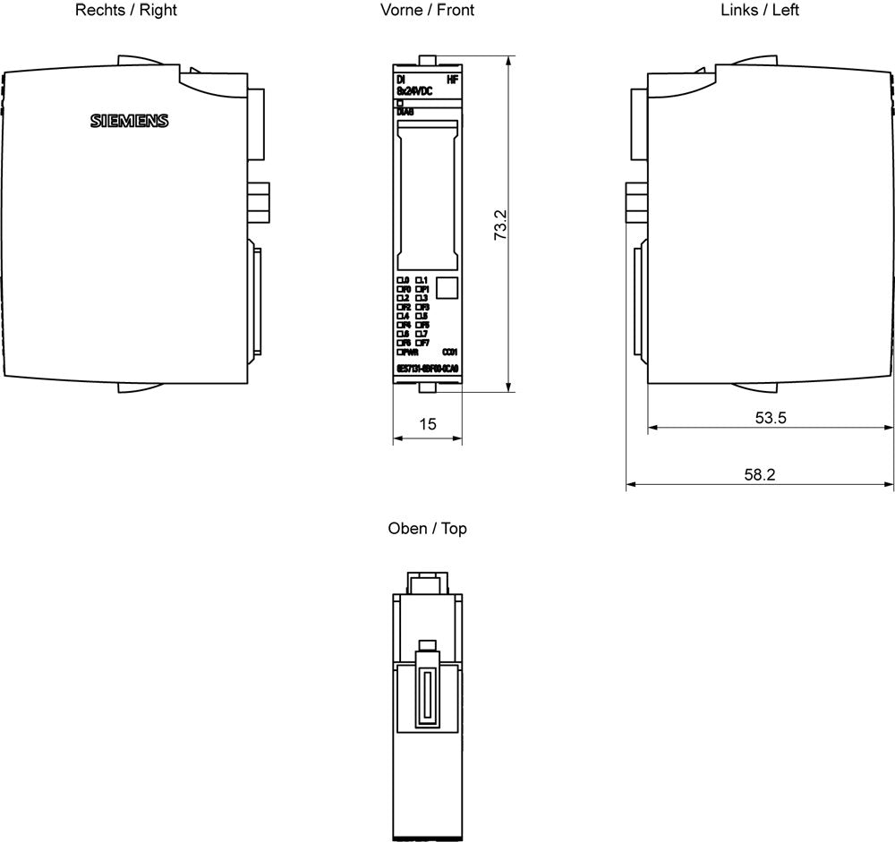 Siem Simatic Et 200sp, 6es71316bf000ca0 Digitales Módulo De Entrada, Di 8x 24vdc
