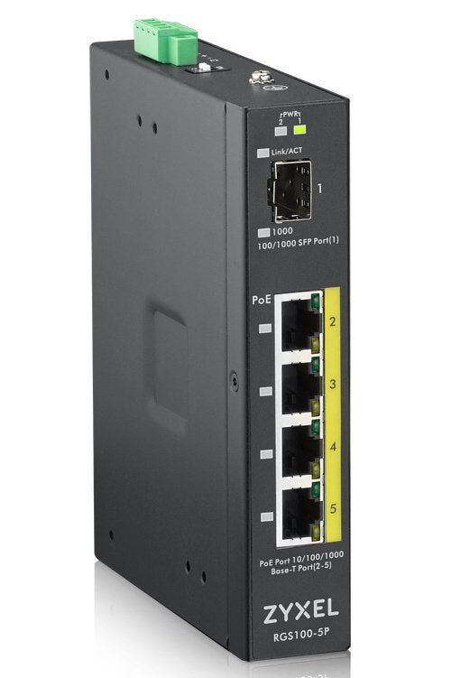 Zyxel Rgs100-5p No Administrado L2 Gigabit Ethernet (10/100/1000) Negro Energía Sobre Ethernet (Poe)