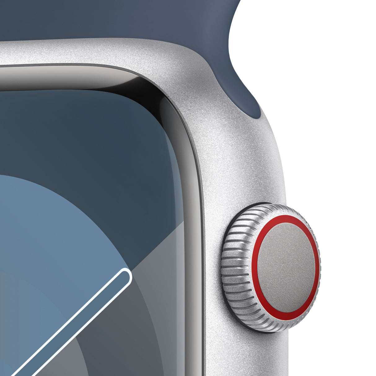 Apple Watch Series 9 Gps 45mm Cellular Caja De Aluminio Plata Correa Deportiva Azul Tempestad M L