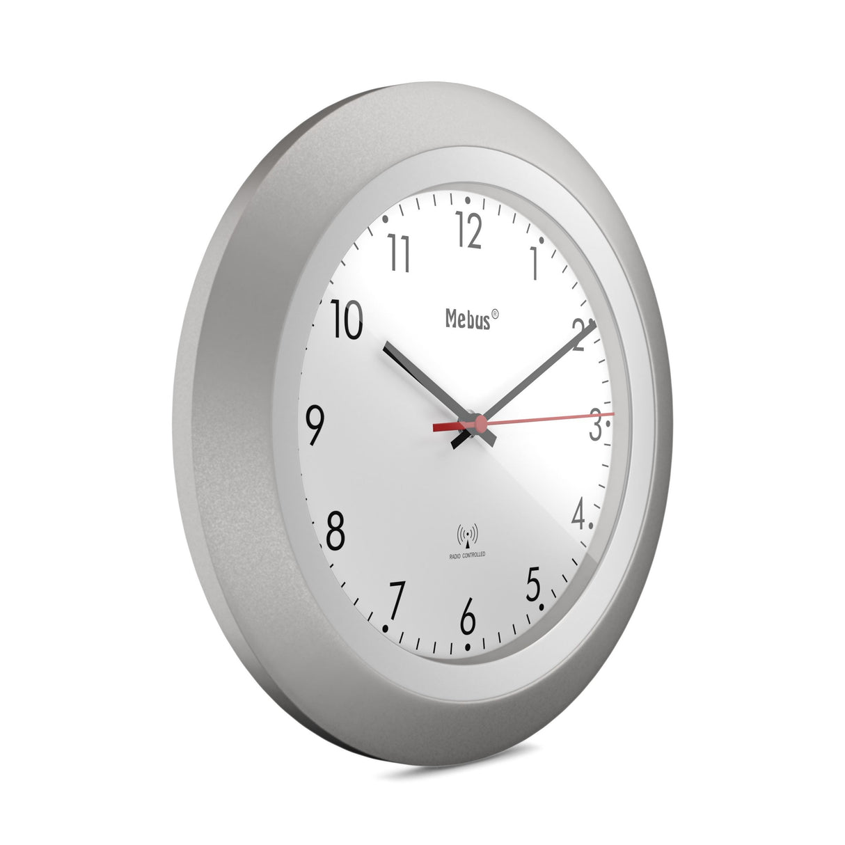 Mebus 19448 Reloj De Pared Reloj De Pared Digital Alrededor Plata, Blanco