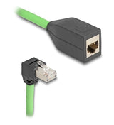 Delock 80887 Cable De Extensión De Red Rj45 Cat.6a Macho Acodado Hacia Abajo A Hembra Sf/Utp Adecuado Para Cadenas De Arrastre Pur (Tpu) 2 M Verde