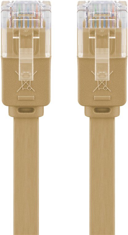Patchkabel Rj45 Stecker > Rj45 Stecker Cat.6 U/Utp Braun, 15 Meter, Flachkabel