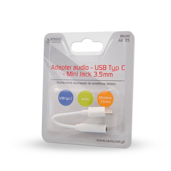 Adapter Savio Ak-52 Usb-C Mini Jack 3.5mm Samsung