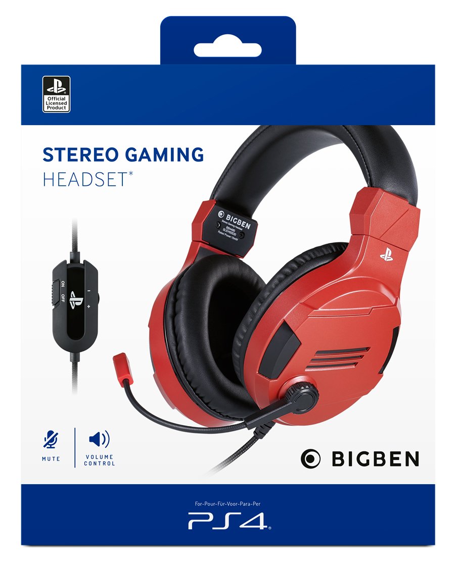 Auriculares  Nacon Ps4ofheadsetv3red Bigben Con Micrófono Rojo