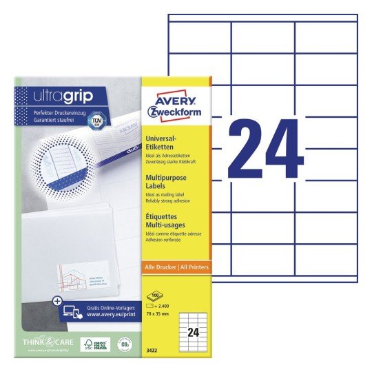Avery Zweckform, Labels Avery 70 X 35mm A4 (3422)