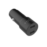 Fixed Dual Usb-C Car Charger, 65w, Pd 3.0, Black