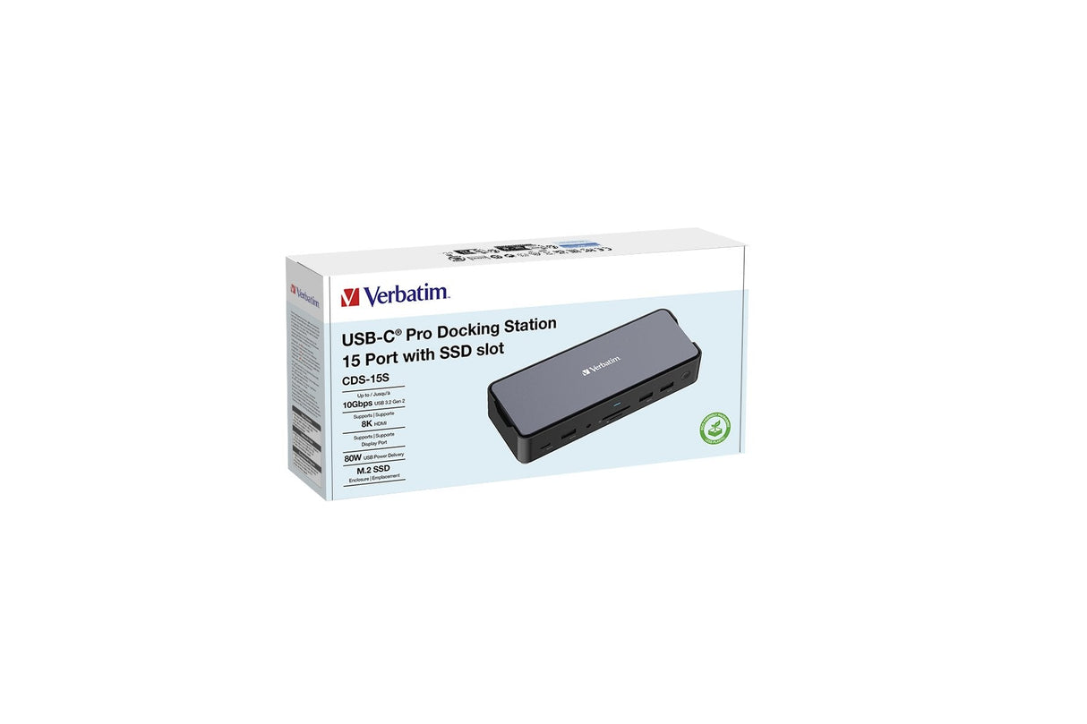 Verbatim Usb-C Pro Dockingstation Cds-15s Con Hdmi/4k/Usb-A/Usb-C/Ssd Slot/Sd