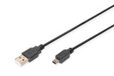 Cable Digitus Usb 2.0 , Tipo A - Mini B (5 Pines) M/M 3m Ul Bl