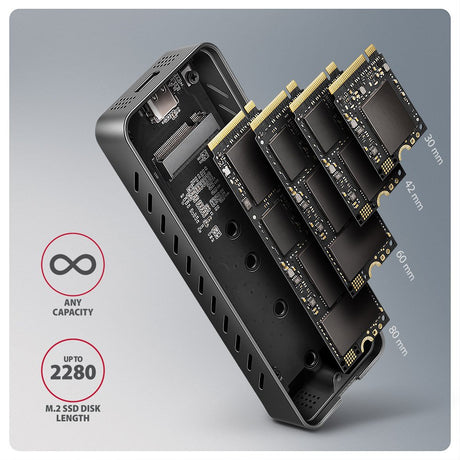 EAN 8595247908483 - Axagon EEM2-20G NVMe-SSD-Gehäuse USB-C 3.2 20 Gbps 2230 - 2280 - schwarz Caja externa para unidad de esta imagen 18