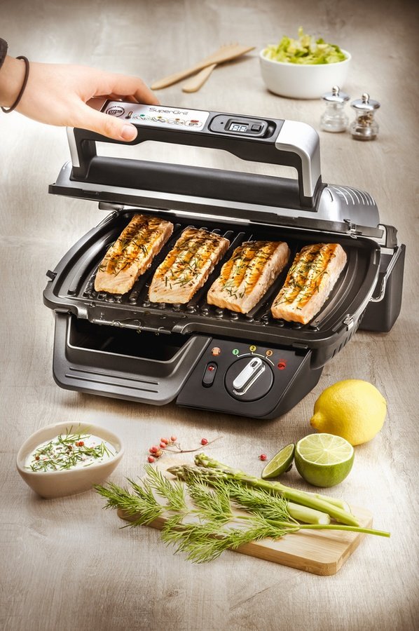 Parrilla Tefal Gc451b12 Tradicional Con Parrilla 2000w Color Plateado