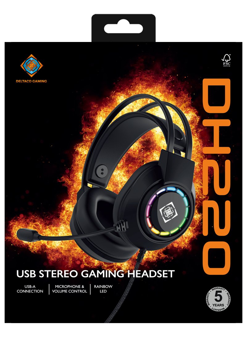 Deltaco Dh220 Gaming Headset Usb Stereo Rgb Schwarz