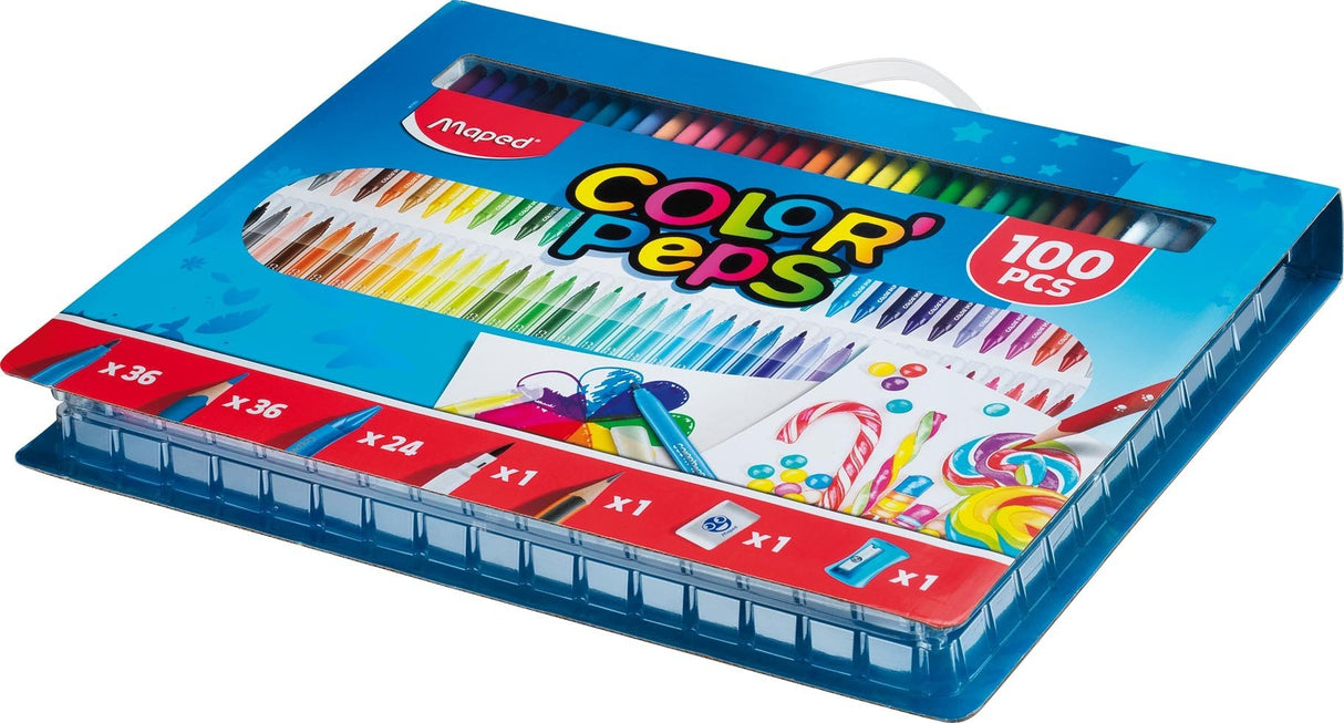 Maped Kit Color´Peps 100 Piezas Para Colorear Estuche Con Asa Surtidos