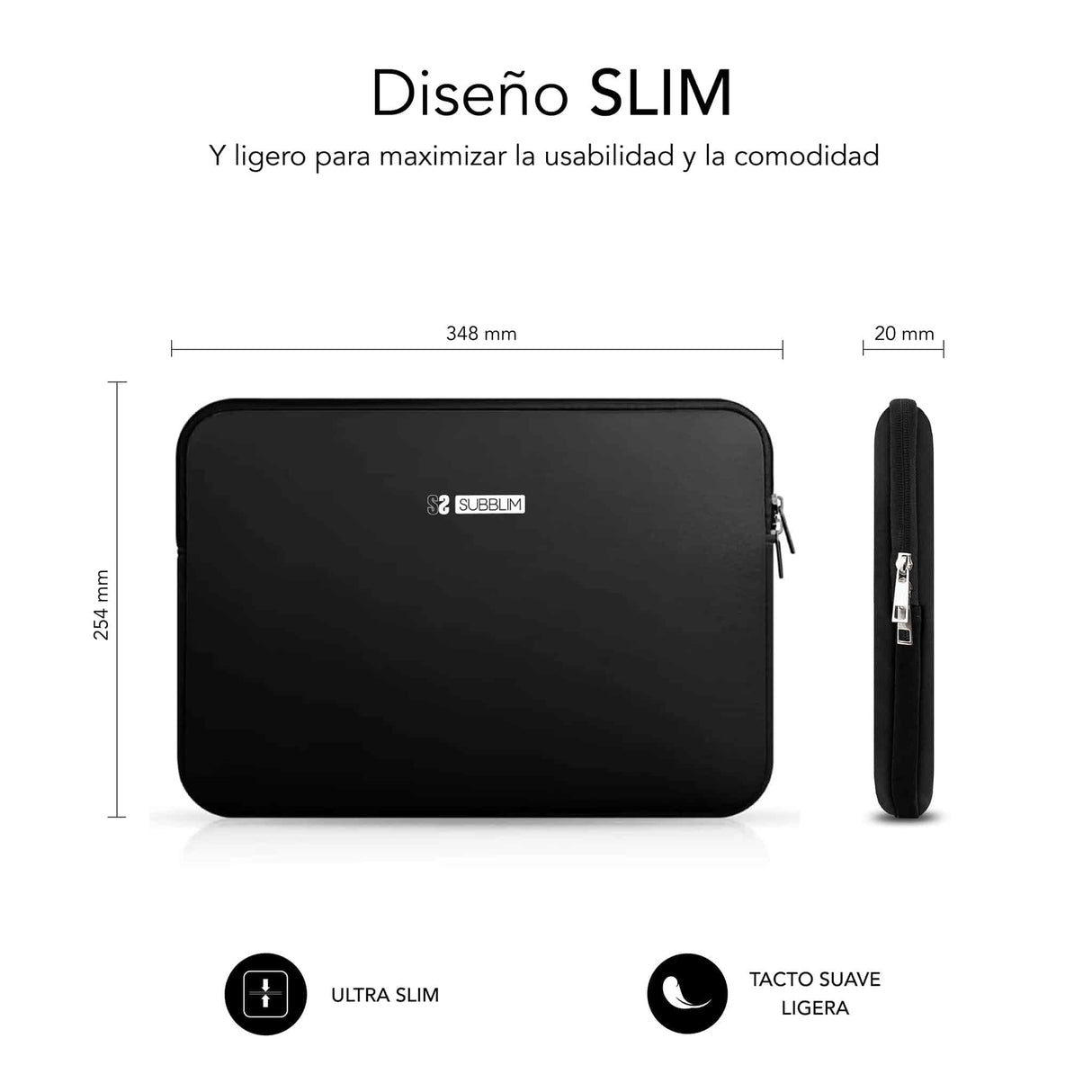 Funda Subblim Business Laptop Sleeve Neoprene Para Portátiles 13.3'-14' Negra