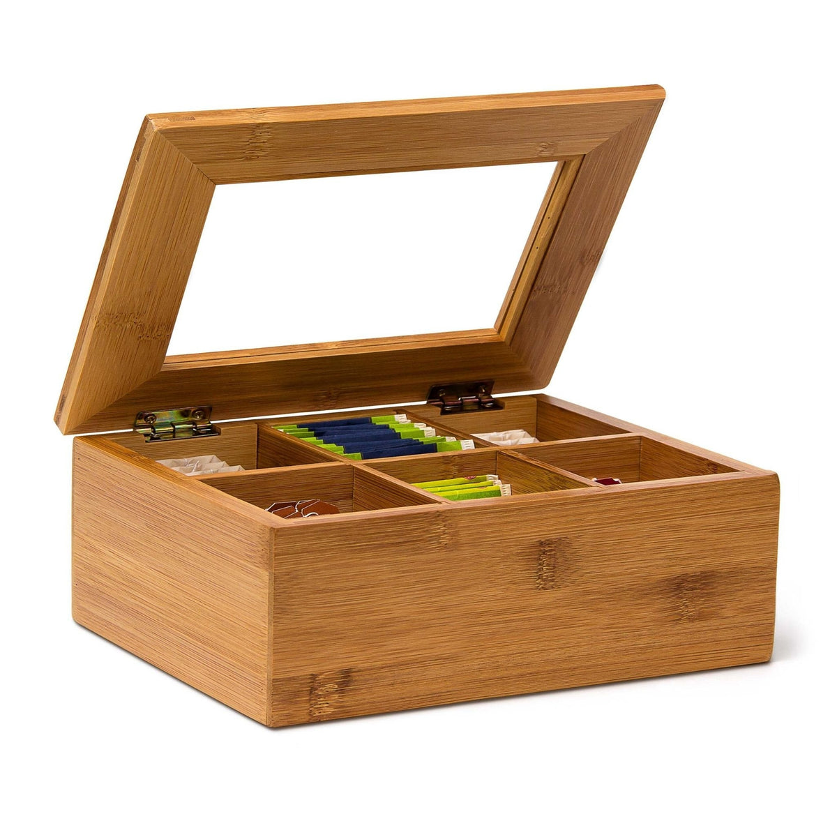 Relaxdays Teebox Bambus Lackiert 6 Y 8 Compartimentos