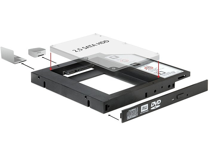 Delock 61993 Accesorio Para Portatil, Bastidor De Instalación Negro, Negro, 128 Mm, 128 Mm, 12 Mm, 13,3 Cm (5.25")