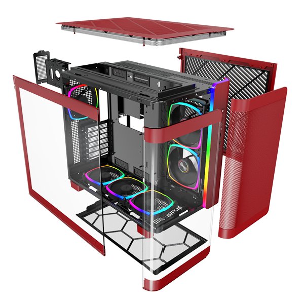 Caja Montech King Pro 95, Roja, Vidrio Templado X 2 King95pror