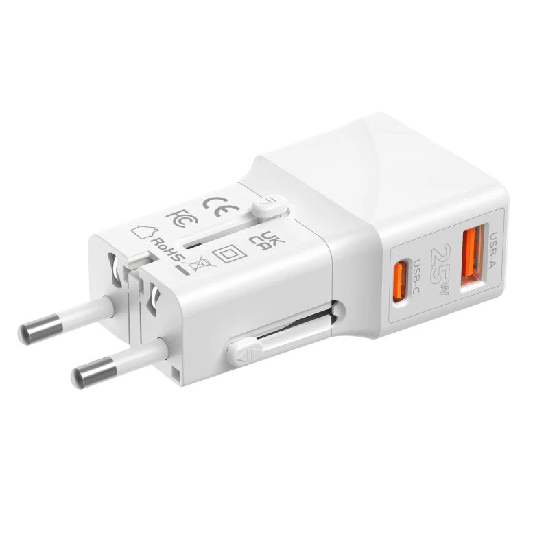 Mobile Origin Travel Adapter 25w Eu/Us/Uk/Au, White