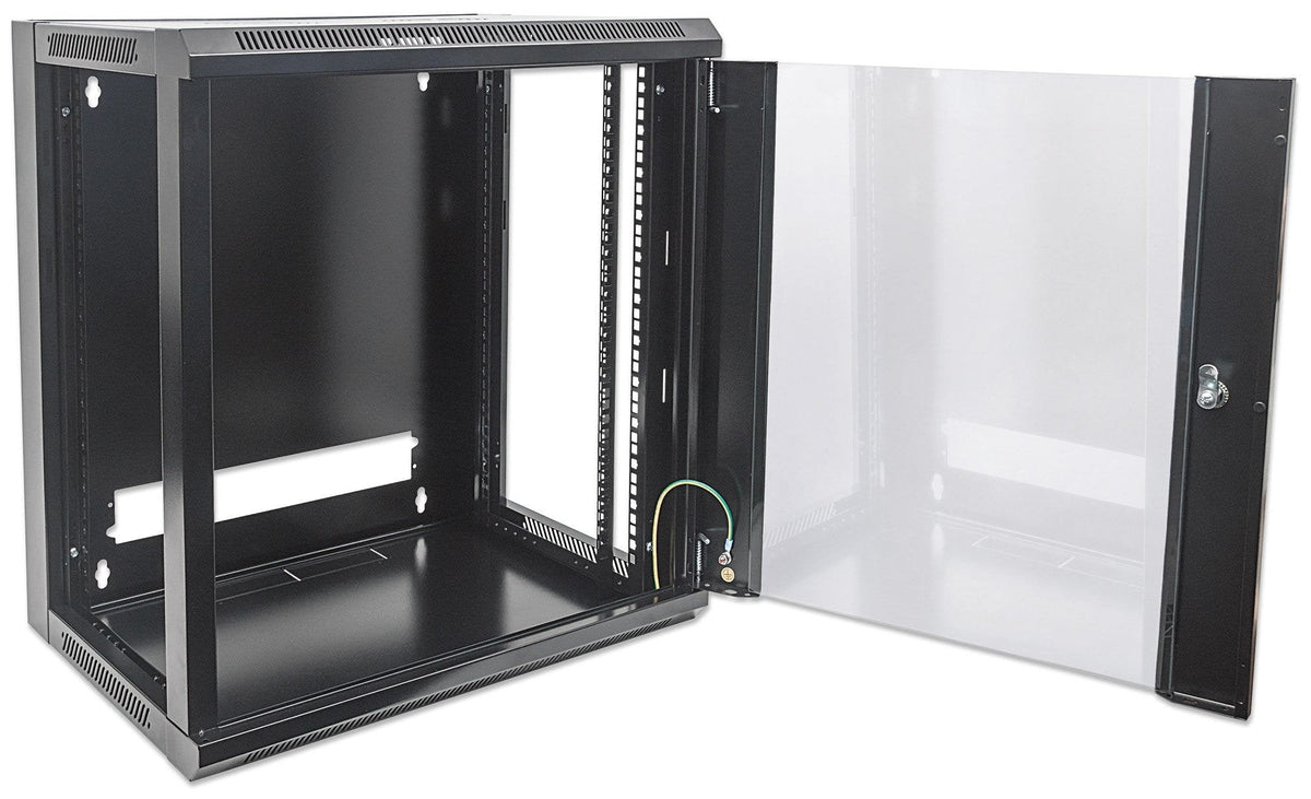 Intellinet Network Cabinet, Wall Mount (Standard), 12u, Usable Depth 260mm/Width 510mm, Negro, Flatpack, Max 60kg, Metal & Glass Door, Back Panel, Removeable Sides,Suitable Also For Use On Desk Or Floor, 19",Parts For Wall Install (Eg