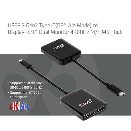 EAN 0841615102150 - CLUB3D CSV-1555 adaptador de cable de vídeo 1,5 m USB Tipo C 2 x DisplayPort Negro imagen 3