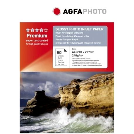 Agfaphoto Papel Fotografico Para Impresora De Inyección De Tinta A4 (210x297 Mm) Brillo 50 Hojas Blanco