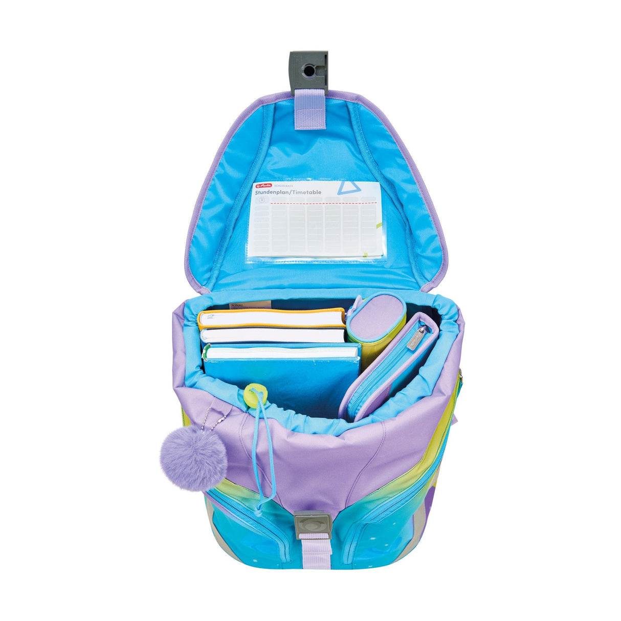 Herlitz Softlight Greenline Little Monster Juego De Mochila Escolar Chica Poliéster Azul, Lila, Amarillo