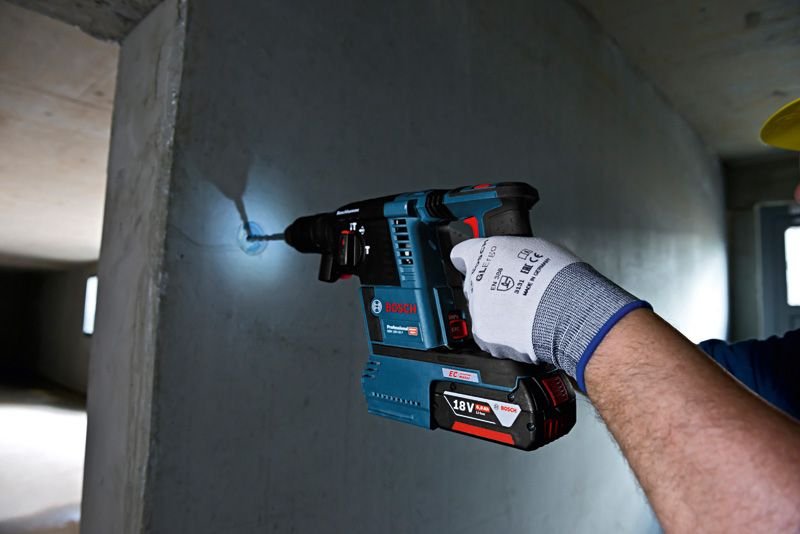 Taladro Percutor A Batería Bosch Professional Gbh 18v-26 F Professional, Con Gde 18v-16 Azul/Negro, Sin Batería Ni Cargador, En L-Boxx 061191000k