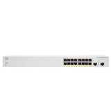 Cisco Business 220 Series Cbs220-16p-2g Conmutador Inteligente 16 X 10/100/1000 (Poe+) + 2 X Gigabit Sfp (Enlace Ascendente) Montaje En Rack Poe+ (130 W) Refabricado