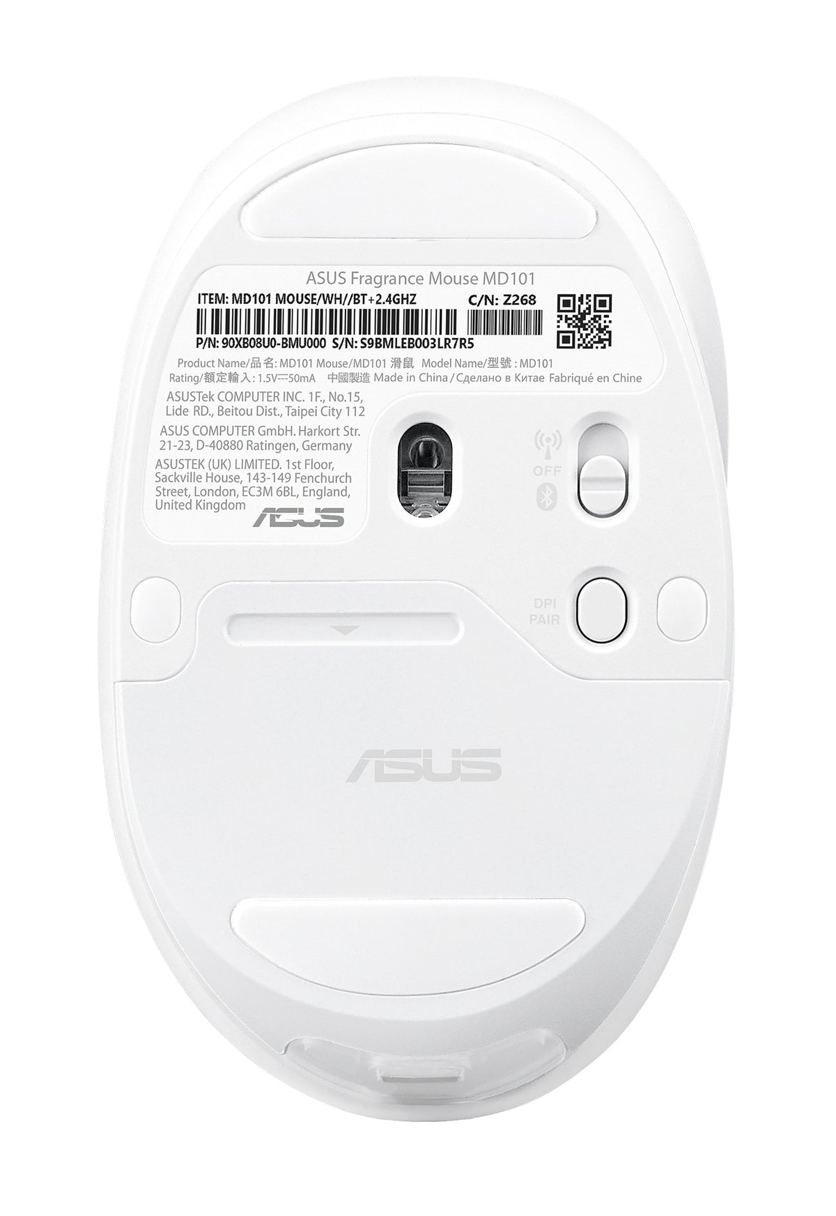 EAN 4711387343654 - ASUS Fragrance Mouse MD101 ratón Hogar Ambidextro RF Wireless + Bluetooth Óptico 2400 DPI imagen 5