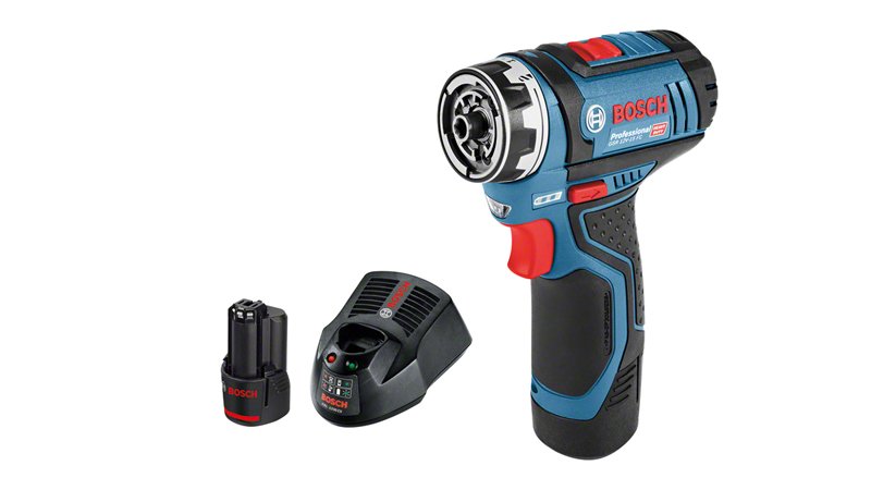 Taladro/Destornillador Bosch Professional  Inalámbrico Gsr 12v-15 Fc Professional, 12 Voltios Azul/Negro, 2 Baterías De Iones De Litio De 2,0 Ah, En L-Boxx 06019f6000