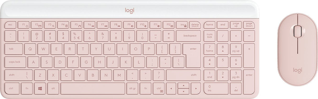 Teclado Ingles + Ratón Logitech Mk470 Slim Rf Inalámbrico Qwerty Internacional De Ee.Uu. Rosa