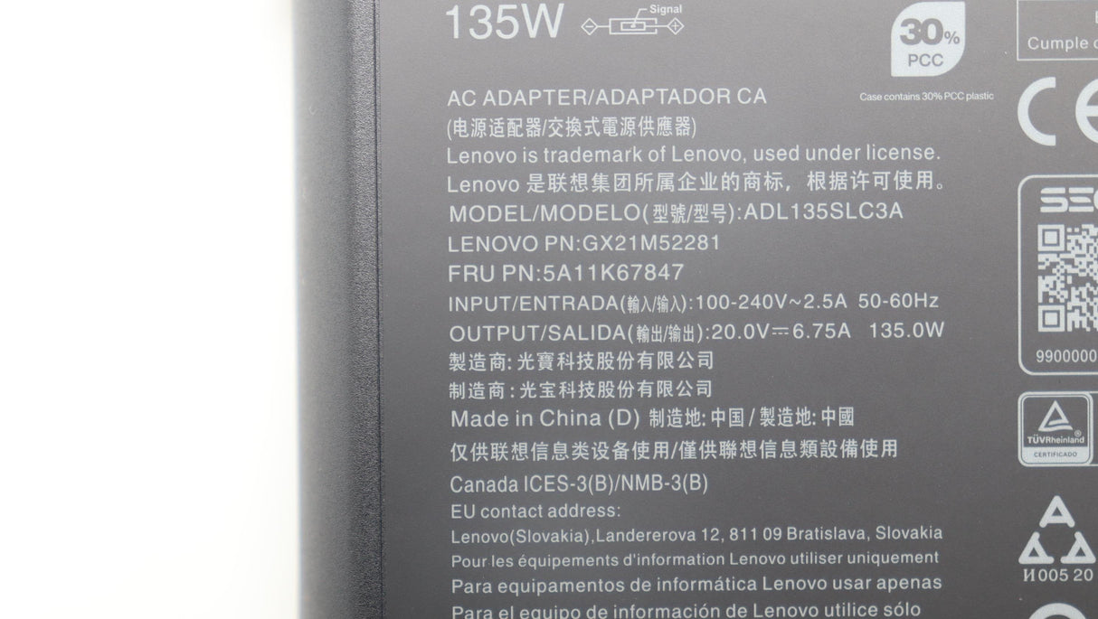 Ac_adapter  Slim,135w,20v,3p,Ww,Ltn
