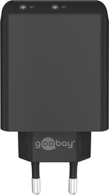 Cargador  36w Usb 2 Puert. Usb-C Negro Pd Salida Lateral  Goobay