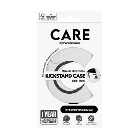 EAN 5715685016493 - PanzerGlass CARE™ by ® Case Transparent w. Black Kickstand & Qi Compatible Samsung Galaxy S25 funda para  imagen 3