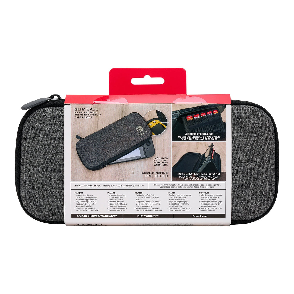 Powera 1522651-01 Funda Para Consola Portátil Funda Protectora Rígida Nintendo Carbón Vegetal