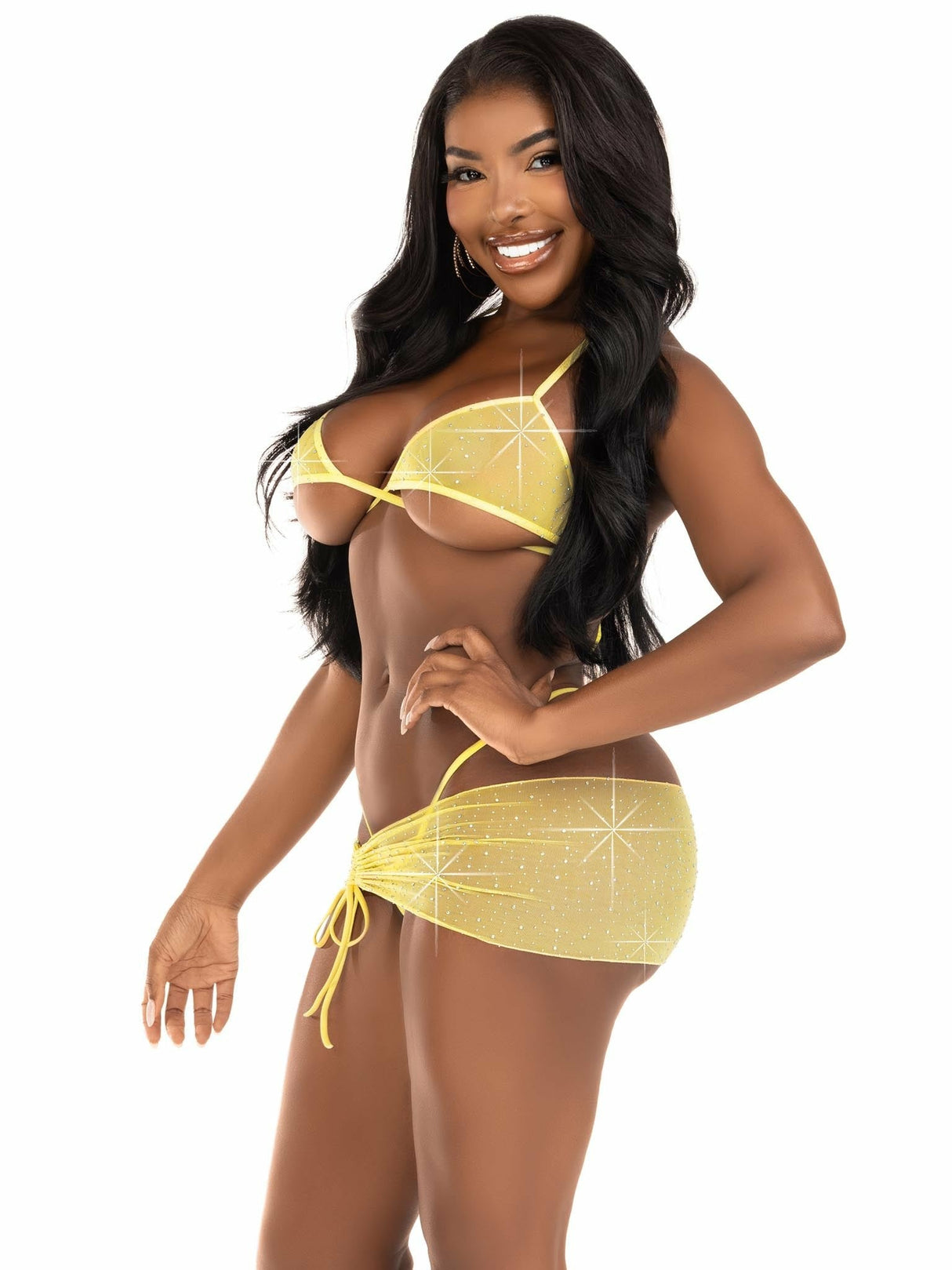 Leg Avenue - Set Tres Piezas Diamantes Amarillo S/M