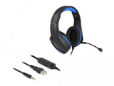 Delock 27182 Auriculares Sobre La Oreja Para Juegos Con Conector Estéreo De 3,5 Mm Y Luz Led Azul Para Pc, Portátil Y Consolas De Juegos