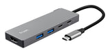 Hub 5 Puertos Usb-C Dalyx Gris Trust 2xusb/ 1xhdmi 2xusb Tipo-C/ Gris