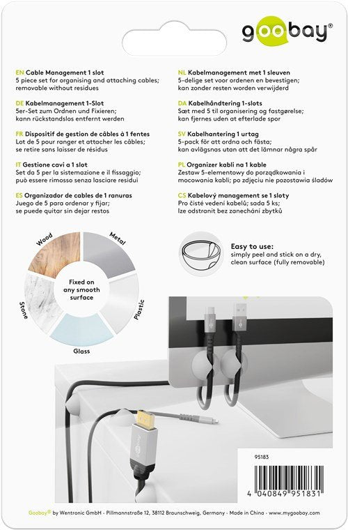 Goobay Organización De Cables Para Escritorio Blanco 95183
