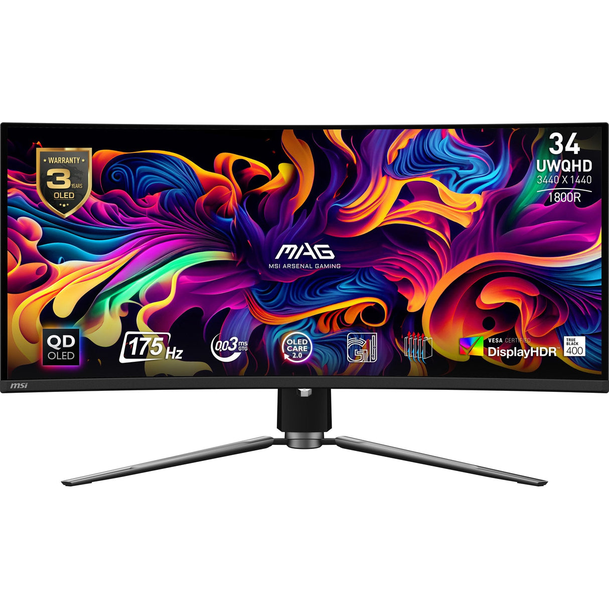Monitor Msi Mag 341cqp Qd-Oled 34" Qd-Oled Uwqhd 175hz Freesync Premium Pro