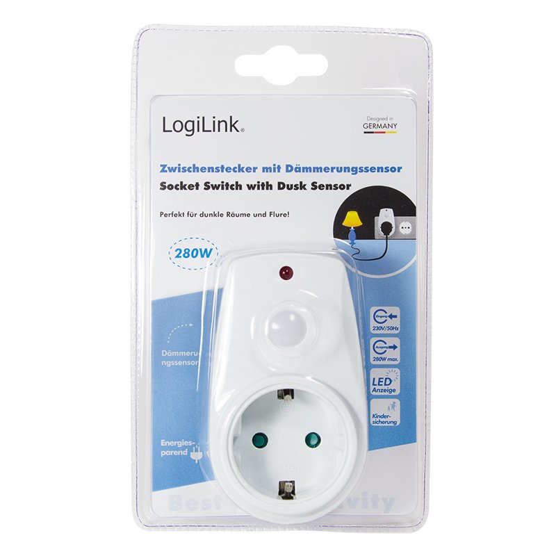 Enchufe Con Sensor Dia Noche Blanco   Logilink