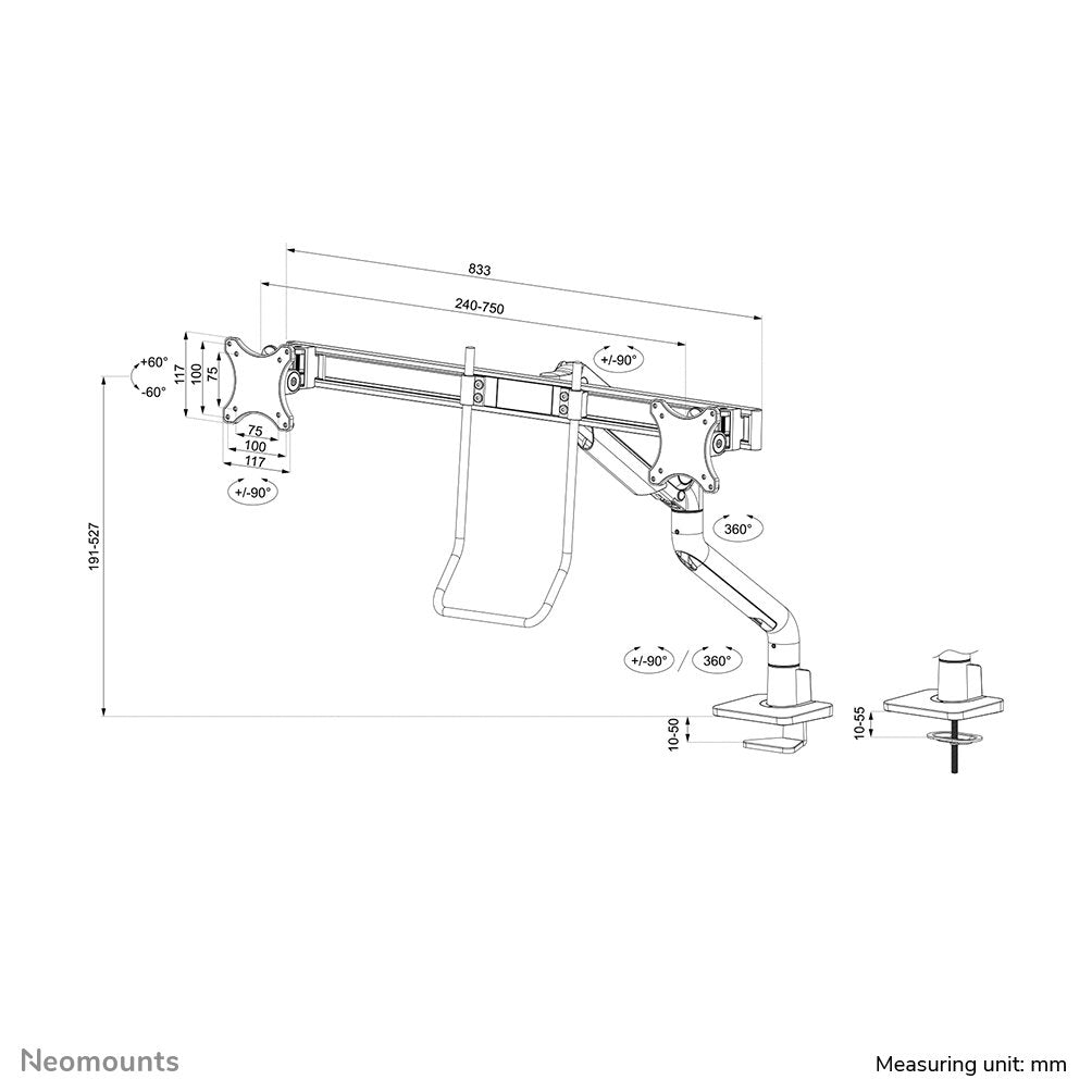 Neomounts Tis 17"-27" 2tft 2 Juntas Blanco Max.8kg