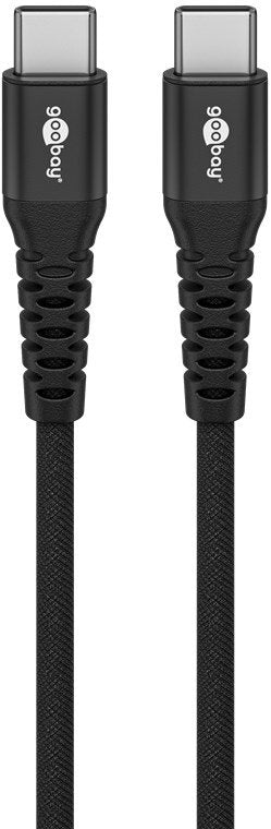 Goobay Usb-C Supersoft Textile Cable With Metal Plugs, 2 M, Black