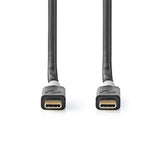 Cable Nedis  Usb 3.2 Gen 2x2  Usb-C  Plug  Usb-C  Plug  4k@60hz  20 Gbps  Gilded  2.00 M  Round  Pvc  Silver  Packaging With Si