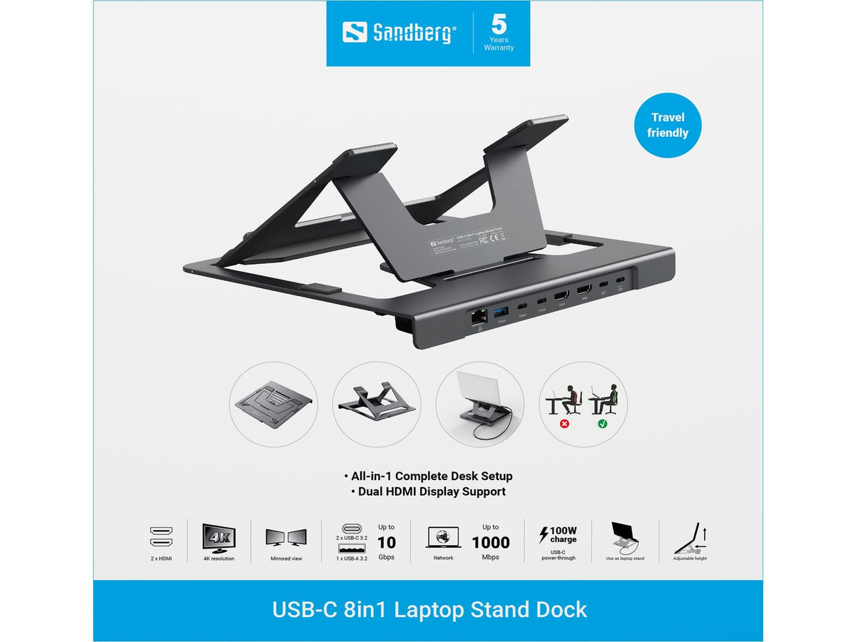 Usb-C 8in1 Laptop Stand Dock 136-83
