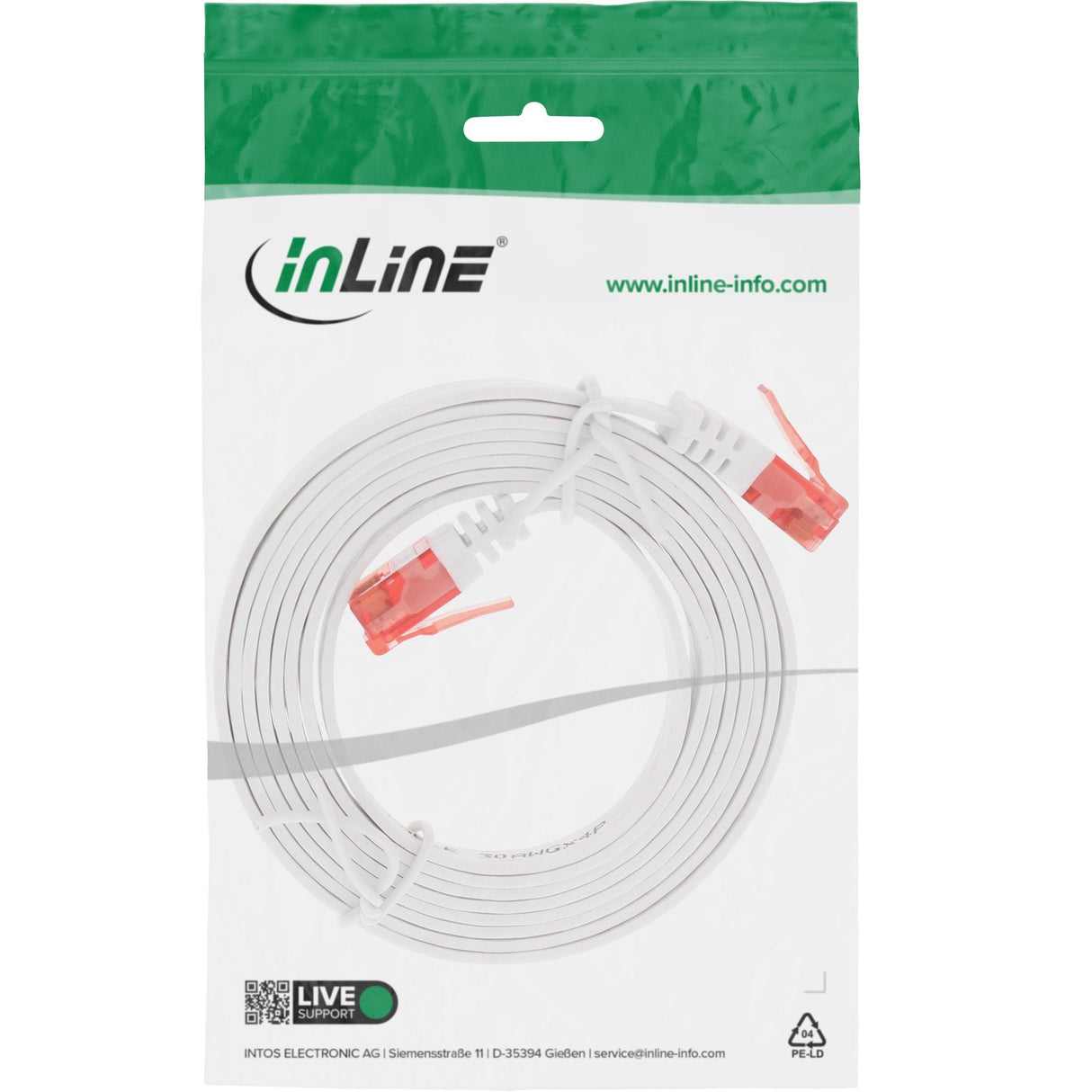 Inline Flat Ultraslim Cable De Red U/Utp Cat.6 Gigabit Ready Blanco 2m
