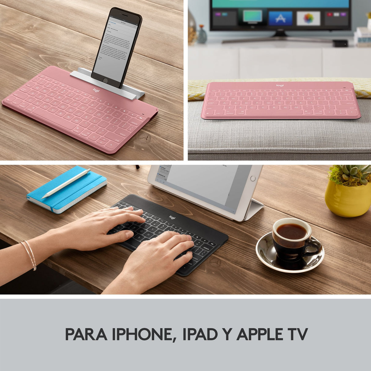 Teclado Compacto Inalámbrico Por Bluetooth Logitech Keys-To-Go Para Iphone Rosa