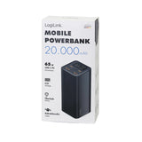 Bateria Externa Power Bank 20000, 2x Usb A + 2x Usb C Qc 3.0 & Pd 3.0 65 W, Black Logilink