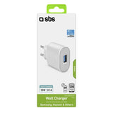 Cargador De Pared Sbs Usb 100/250v 1000 Mah Carga Rapida Blanco