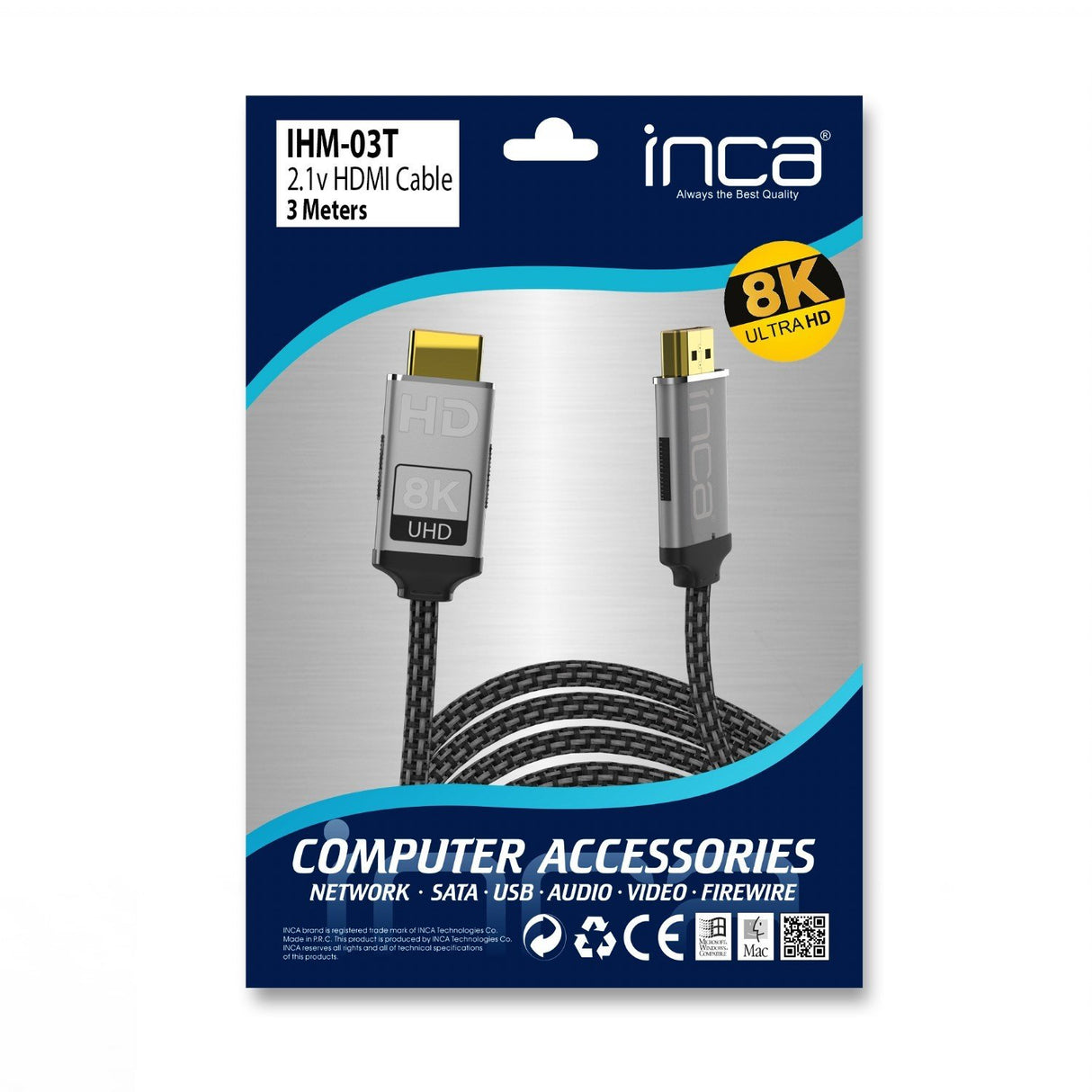 EAN 8681949013577 - Inca IHM-03T cable HDMI 3 m HDMI tipo A (Estándar) Gris imagen 8