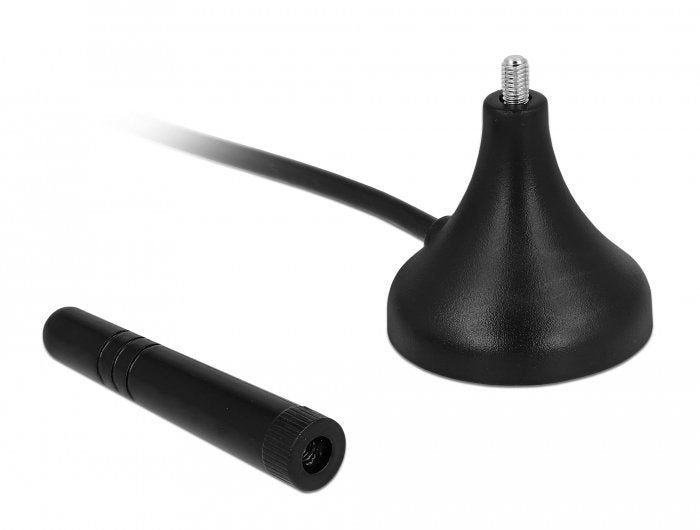 Delock 12583 Antena Lte Macho Sma 1 - 2 Dbi Omnidireccional Fija Con Base Magnética Y Cable De Conexión Rg-174 A/U 3 M Para Exteriores Negro